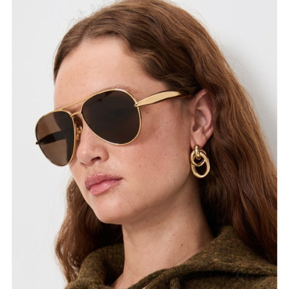 NWT Bottega Veneta BV1305S-007 64mm Gold Brown Sunglasses